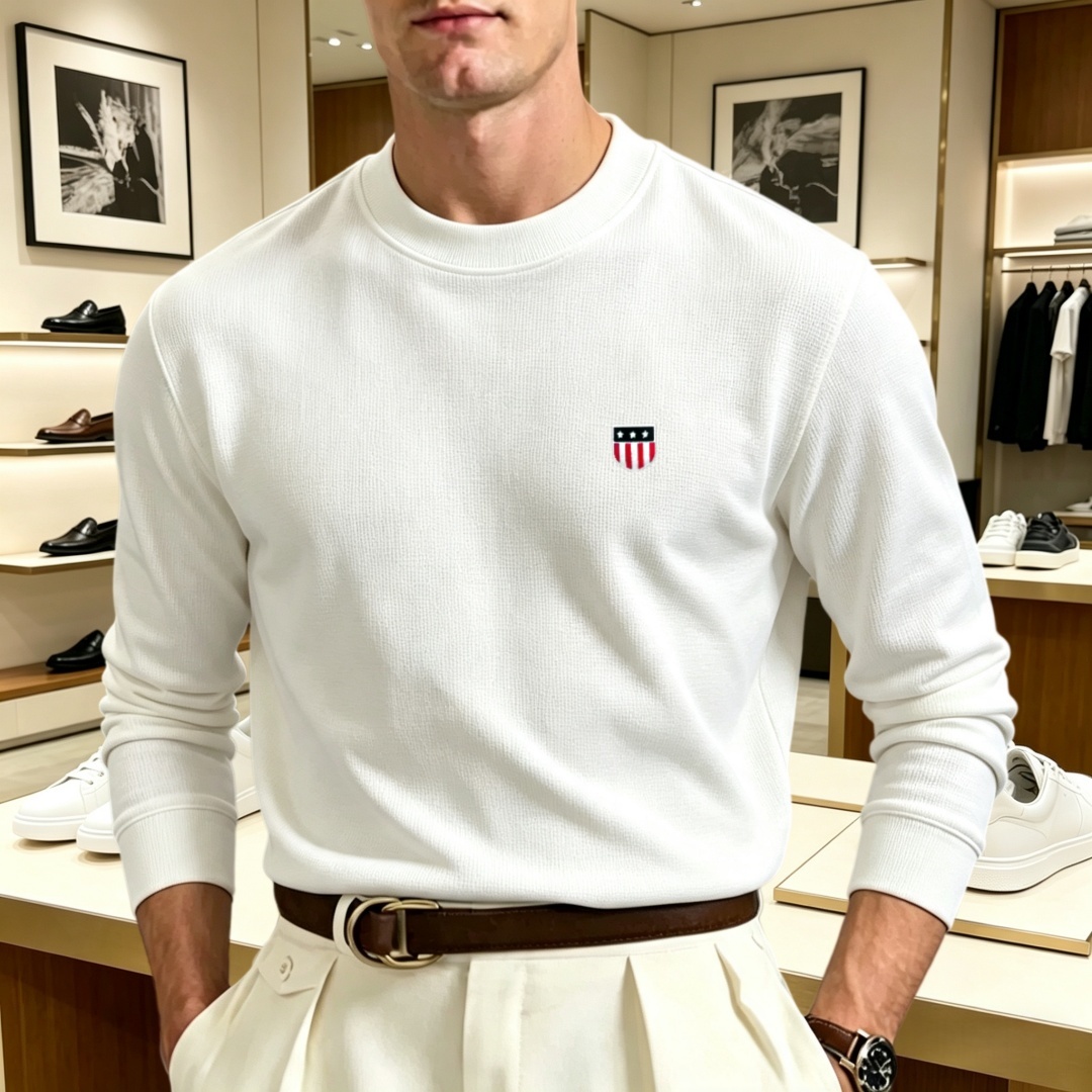 Mens Fashion Top - Мягкая хлопковая мужская футболка с длинным