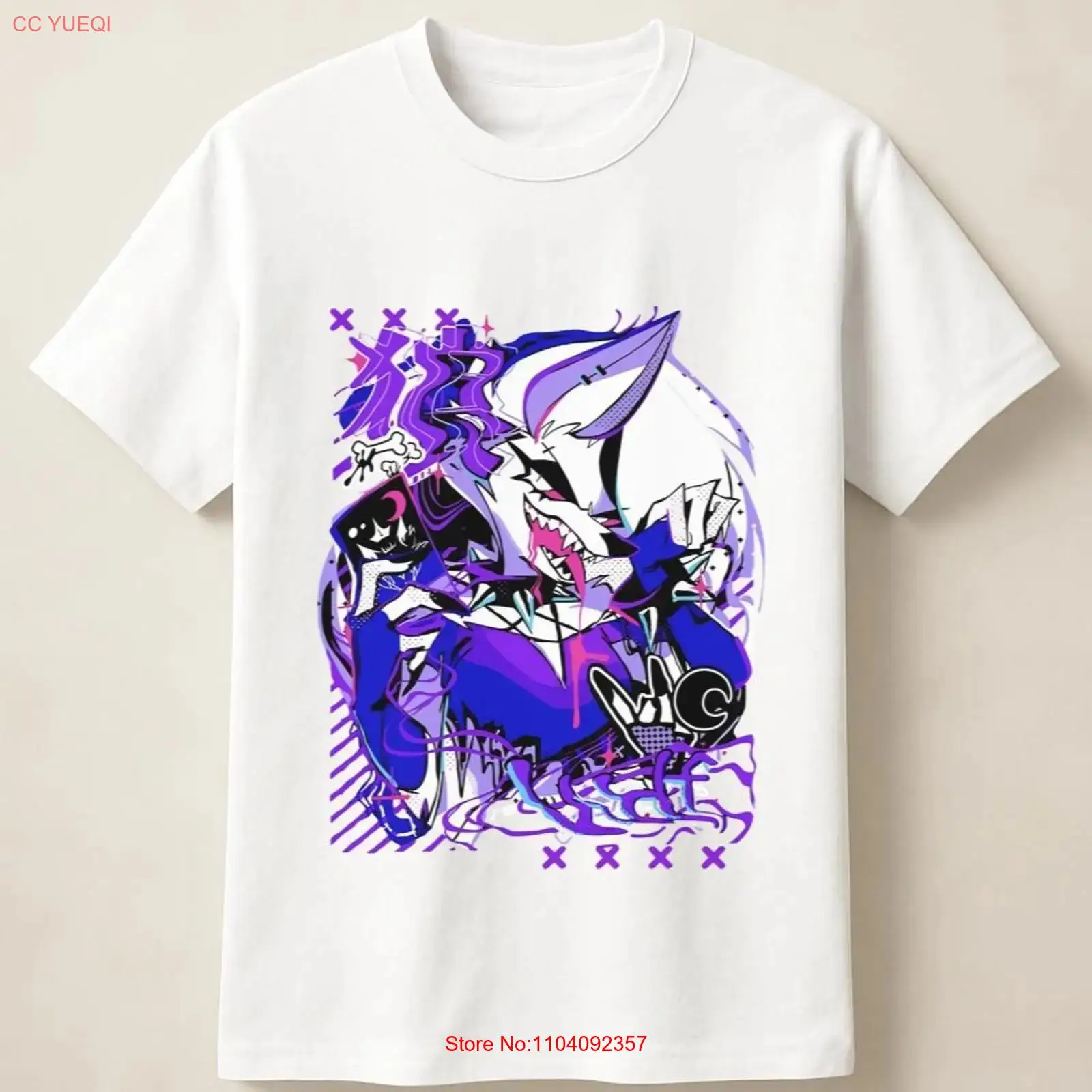 Poster Men Fashion - Фиолетовая футболка с принтом «Аниме-волк в