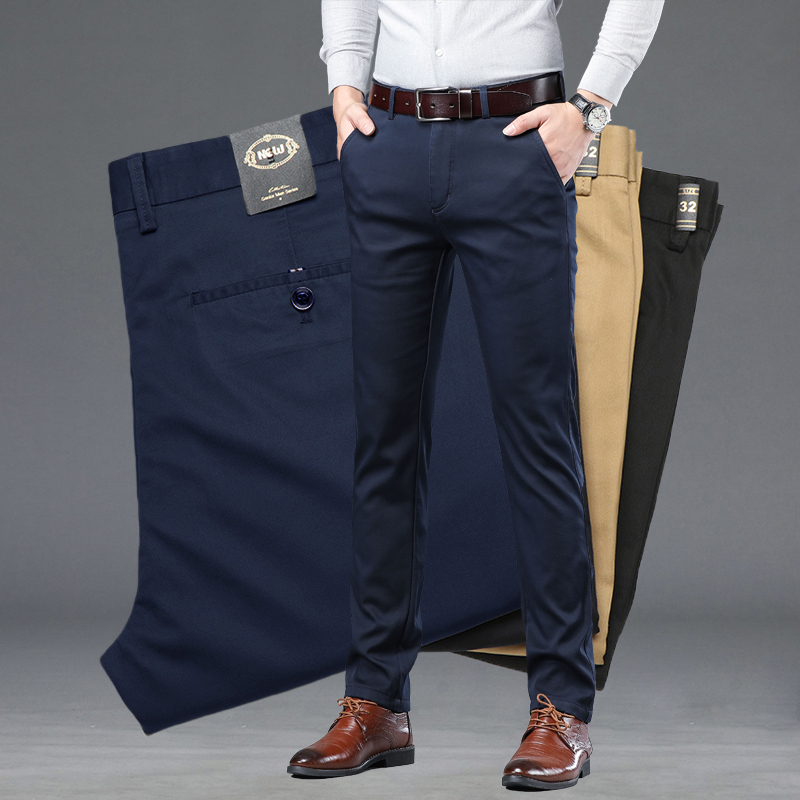 Men'S Fashion Khaki Pants - Летние тонкие мужские узкие костюмные брюки,