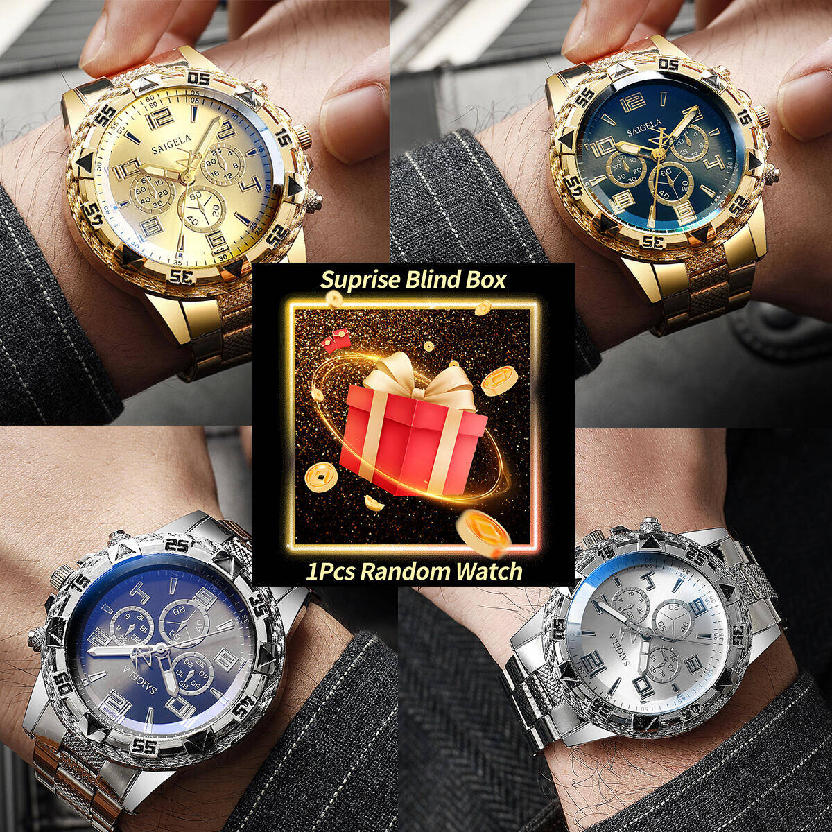 Mens Fashion Watch - 1 шт., загадочные часы-сюрприз, слепая коробка-мужские