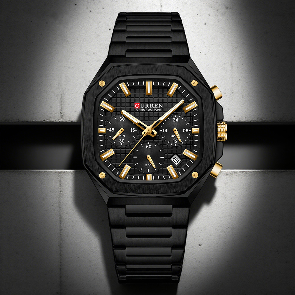 Mens Fashion Watch - CURREN Роскошные квадратные часы с хронографом
