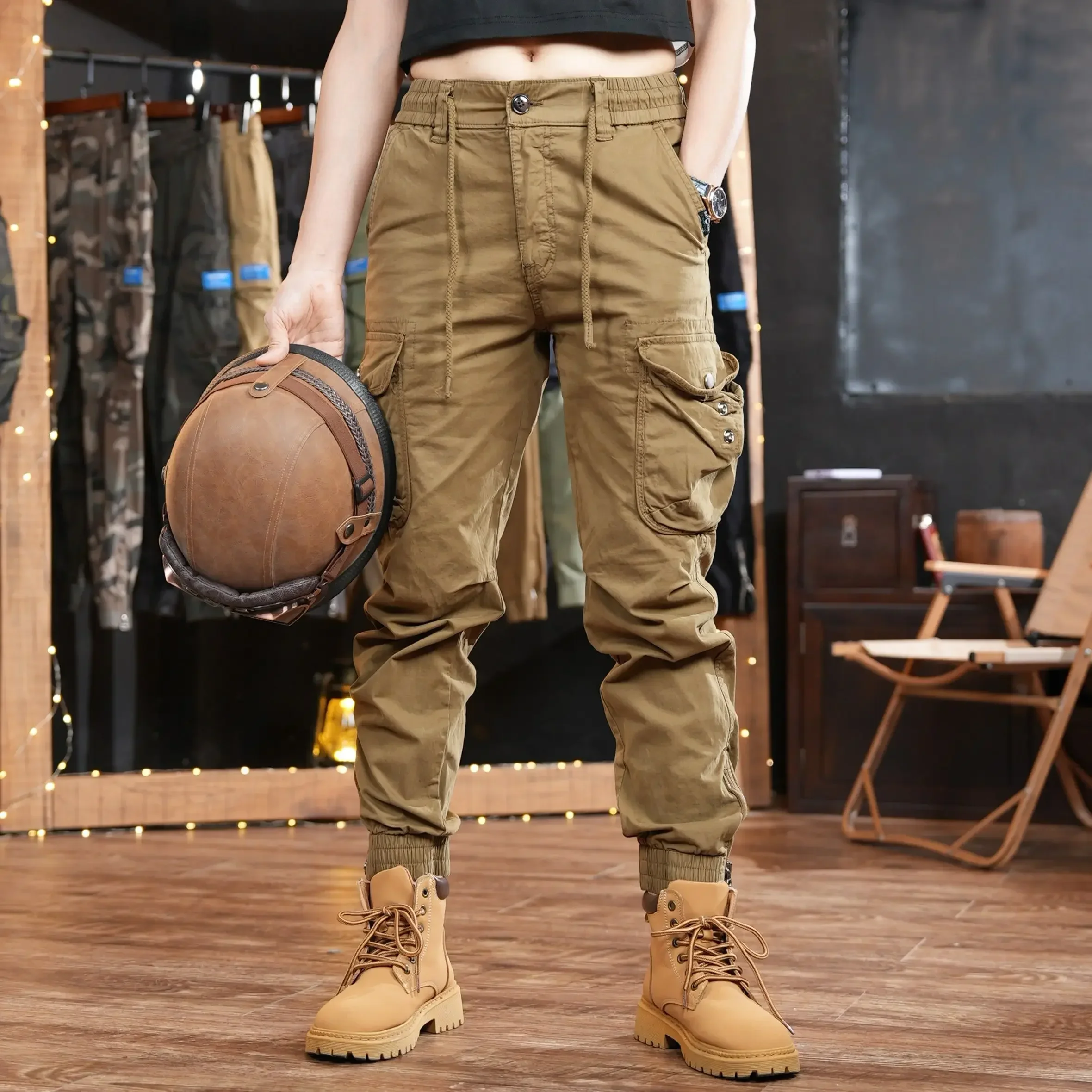 Men'S Fashion Khaki Pants - Брюки-карго мужские с несколькими карманами, уличные