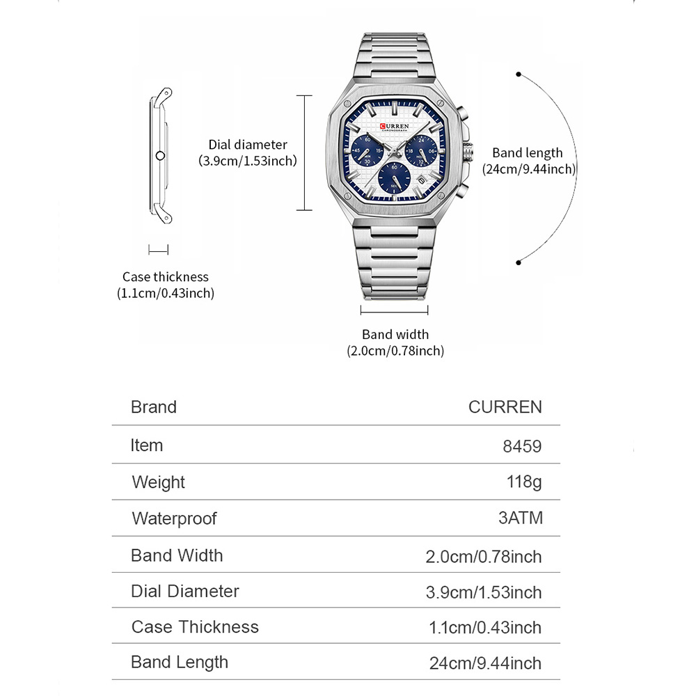 CURREN Роскошные квадратные ча – обзор и цена Mens Fashion Watch